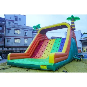 Commercial Quality Coconut Tree Jumping Slide Bounce House Rainbow Inflatable Slide for Outdoor Fun for Sale