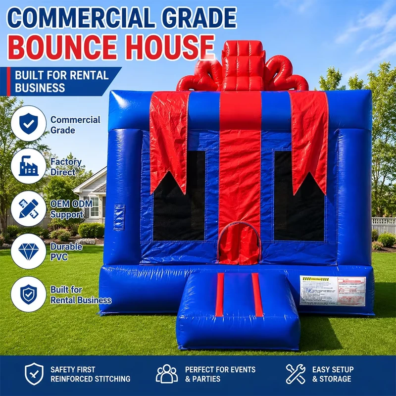 Commercial Red Blue Inflatable Bouncy Castle Jumper Moonwalk for Party Rental School Event Outdoor Playground Use