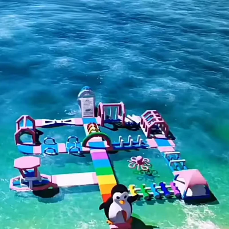 Sistem Permainan Air Tema Taman Aqua Modular Inflatable Besar untuk Sewa Komersial