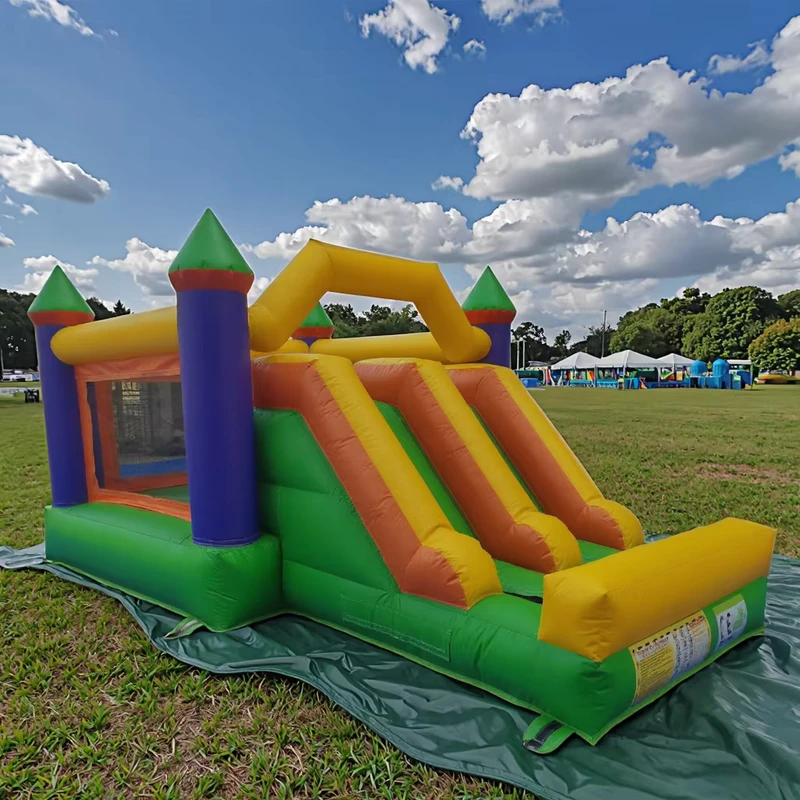 Commerciële Verhuur Kinderen Opblaasbare Springkasteel Bouncer Combo Droge Glijbaan Opblaasbare Reclame Inflatables