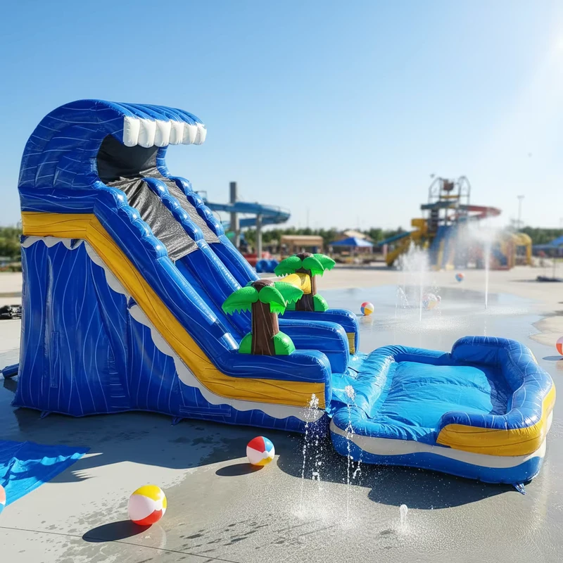 Locations commerciales, toboggans aquatiques en PVC gonflables avec piscine, toboggan aquatique coloré pour adultes