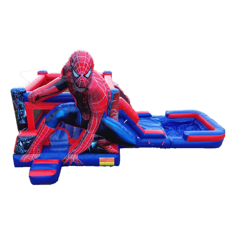 Commercial Spider Man Bouncy Jumping Castle Kids Bounce House Outdoor Inflatable Castle With Pool