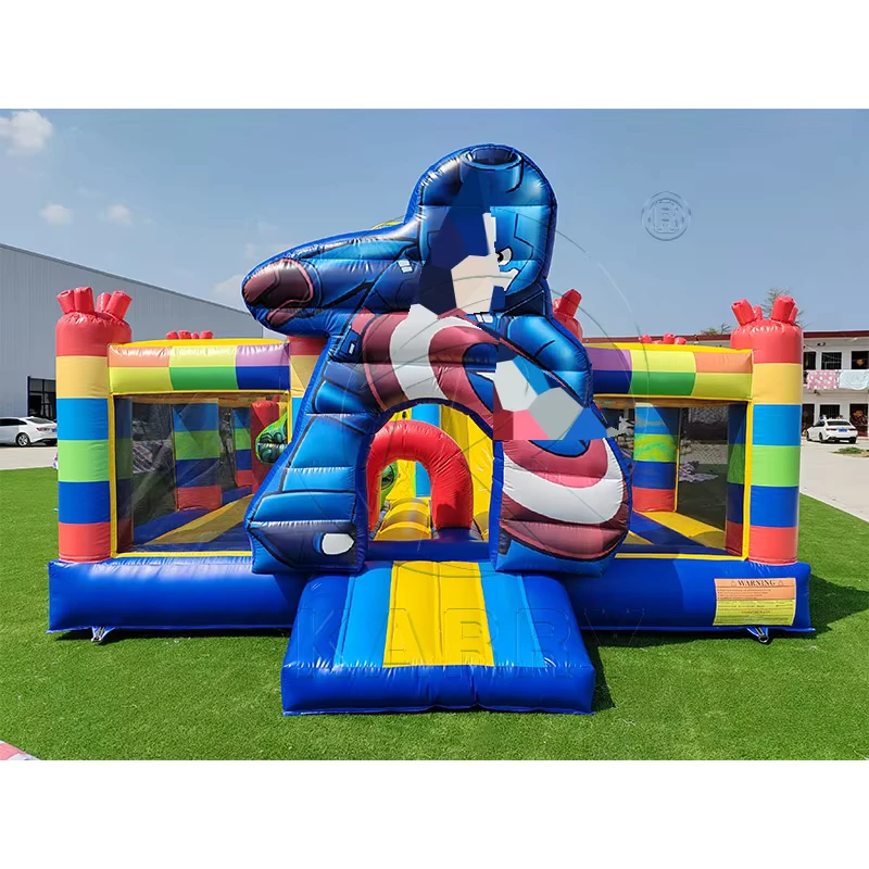 商業用スーパーヒーローをテーマにしたインフレータブルバウンスハウス（子供用ヒーローキャラクタージャンピングキャッスル、パーティーレンタル用）