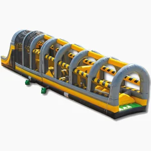 Commercial Toxic Drop Bounce House Inflatable Obstacle Course Dual Lane Challenge Race For Outdoor Events
