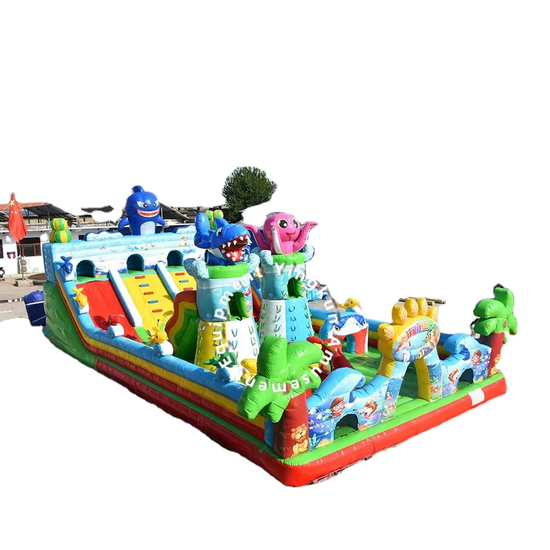Commercial Underwater World Theme Inflatable Jumping Castle Combo Outdoor Equipment Inflatable Bouncer and Slide for Kids Adults