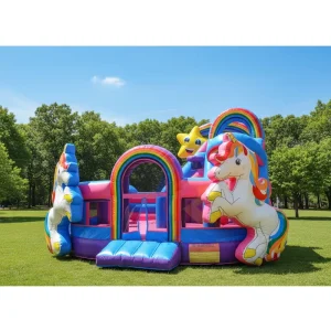 Commercial Unicorn Bouncy Castle Inflatable Bouncer Combo Jumpers Inflatable Castle Bounce House with Dry Slide for Party