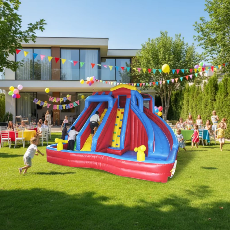 Seluncuran Air Inflatable untuk Penggunaan Komersial, Seluncuran Taman Air Blow Up dengan Blower Gratis