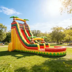 Commercial Water Slide Inflatable Water Amusement Facilities Yellow Coconut Palm Water Slides Inflatable for Kids and Adults