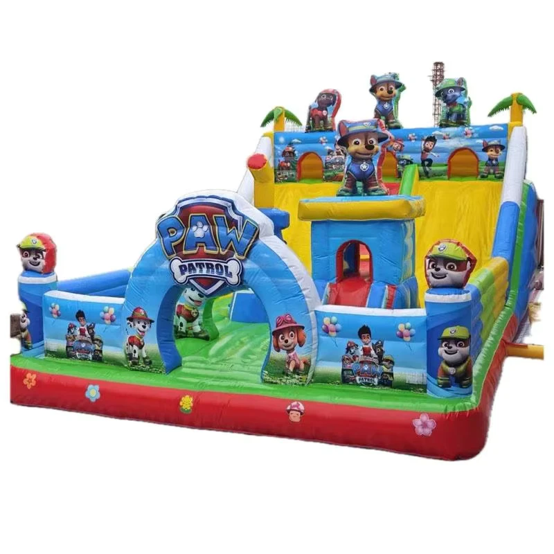 Castello Gonfiabile Commerciale Impermeabile in PVC, Combinato con Scivolo, Casa Gonfiabile a Cartone per Bambini