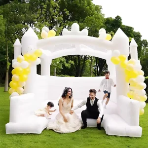Commercial Wedding Party Yellow pink Blue Inflatable Bouncy Castle Combo PVC White Bounce House for Sale