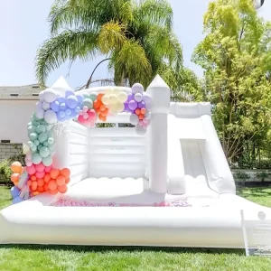 Commercial Wedding White Bounce House Inflatable Bouncer with Slide and Ball Pit Pool Bouncy Castle for Party