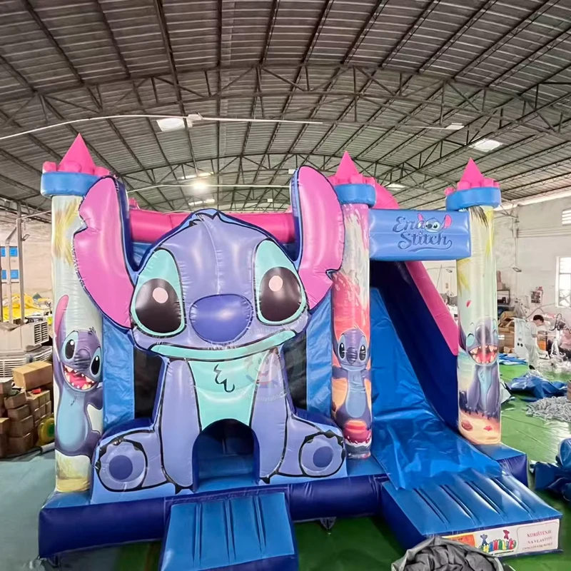 Combo inflable de tobogán y castillo saltarín húmedo y seco comercial para niños y adultos