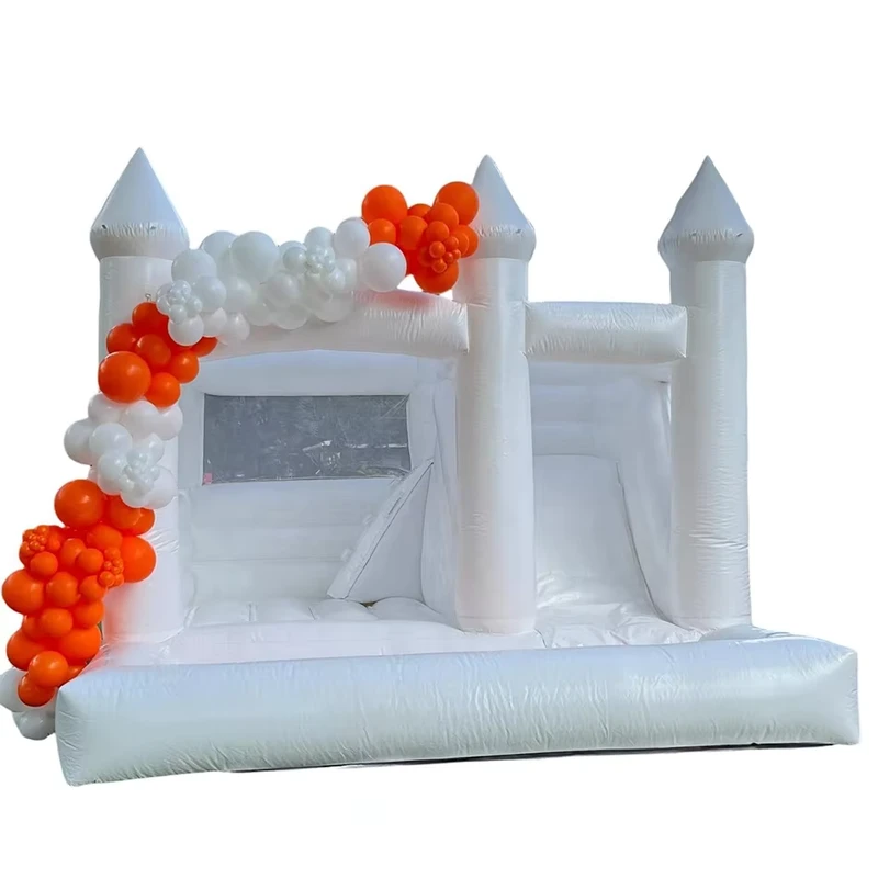 Castello gonfiabile bianco commerciale combo con scivolo per matrimoni