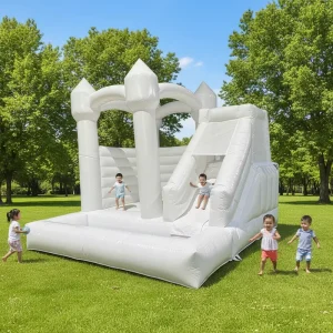 Commercial White PVC Bouncy Castle 4m X 4m Inflatable Easy Setup for Weddings & Outdoor Events