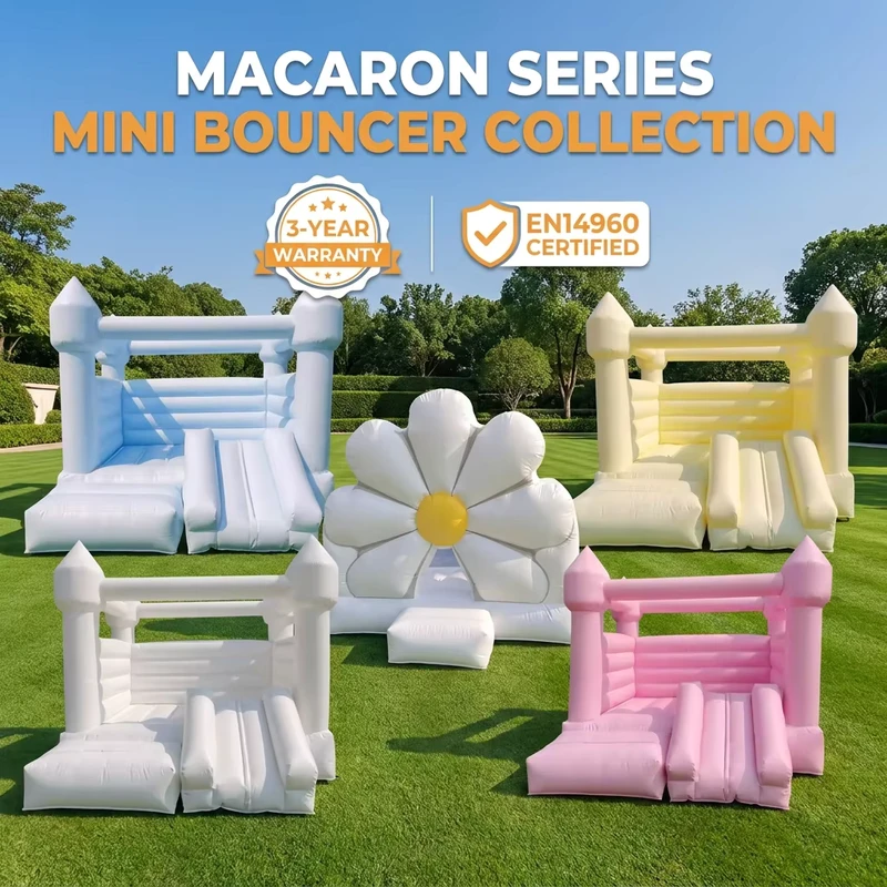 Lâu đài bơm hơi PVC trắng thương mại cho người lớn và trẻ em, bộ sửa chữa lâu đài bouncy bao gồm cầu trượt
