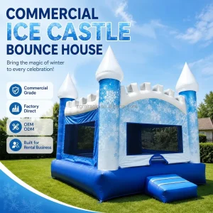Commercial Winter Snowflake Inflatable Bouncy Castle Ice Palace Bounce House For Holiday School Event Rental Use