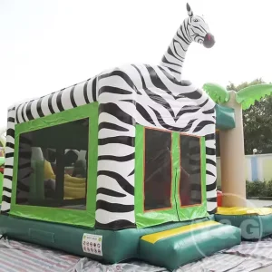 Commercial Zebra Inflatable Slide Combo Inflatable Bouncer Combo Jumping Bouncy Castle