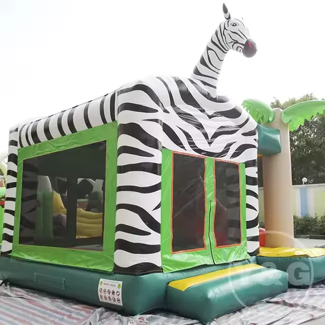 Combo de Escorrega Inflável Zebra Comercial, Combo de Bouncer Inflável, Castelo de Saltos Bouncy