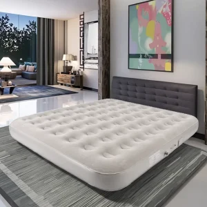 Convenient Modern Twin Air Mattress Waterproof PVC Foldable Inflatable Bed Built in Electric Pump Portable Bedroom Park