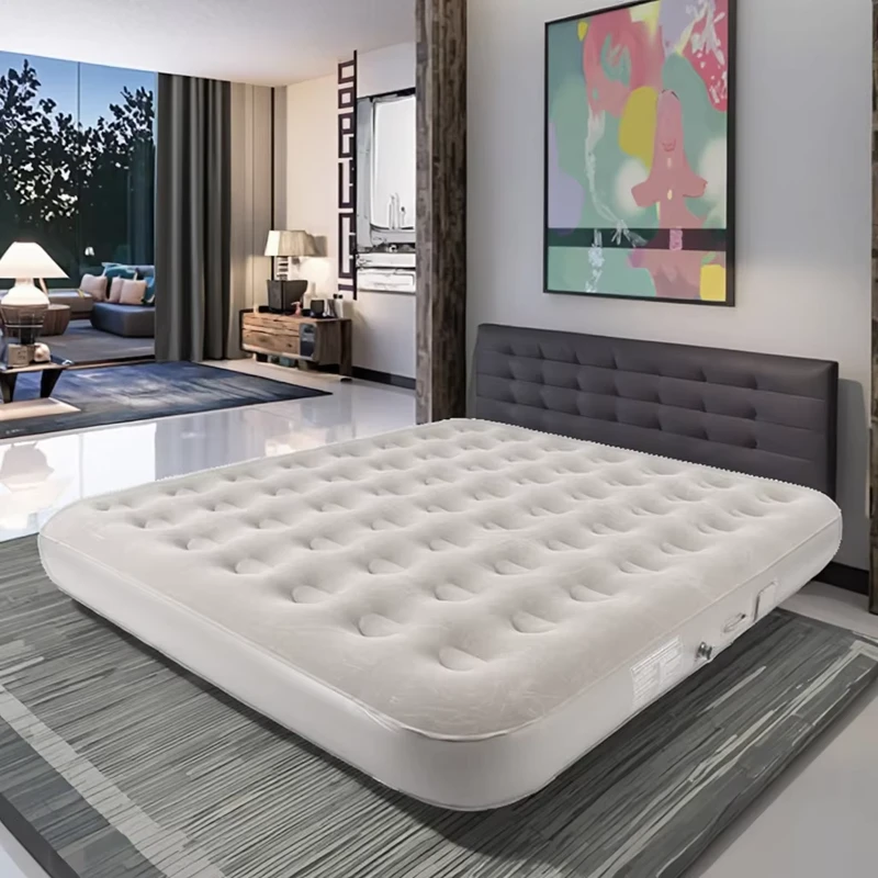 Handige Moderne Tweepersoons Luchtmatras Waterdicht PVC Vouwbaar Inflatable Bed met Ingebouwde Elektrische Pomp Draagbare Slaapkamer Park