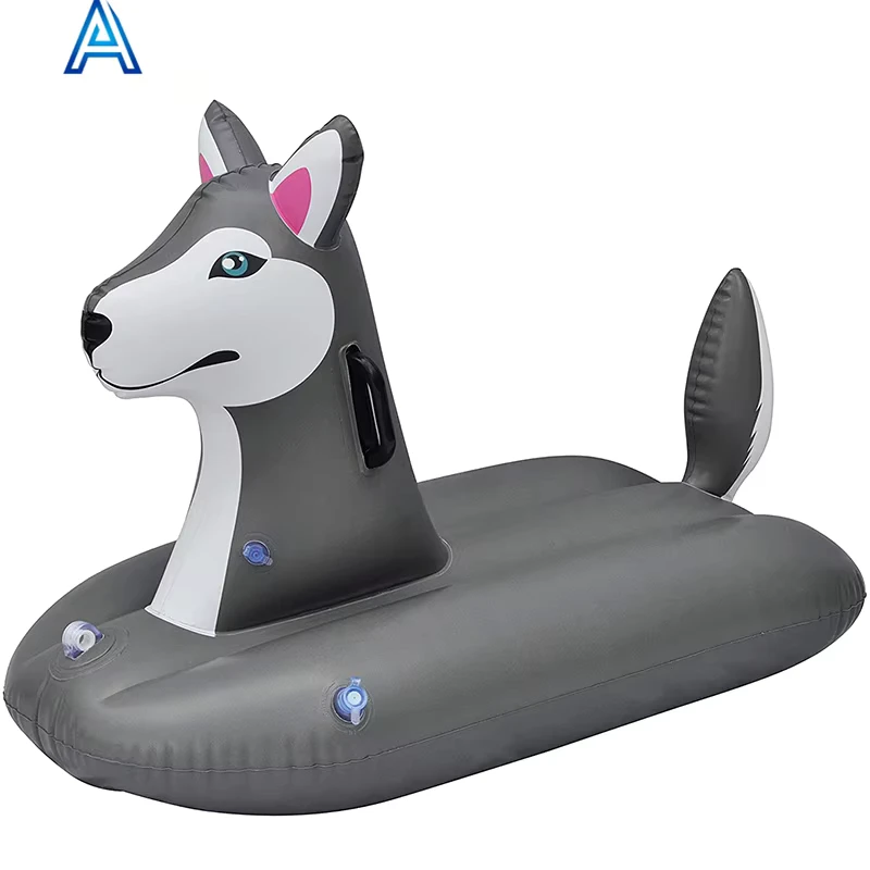 Design creativo, alta qualità, galleggiante da spiaggia gonfiabile in PVC vinilico a forma di animale cartone, barca giocattolo da cavalcare per cani