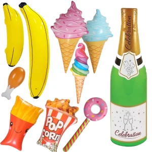 Decorações de Festa Infláveis Criativas de Comida Banana Vinho para Decorações de Festa Brincadeiras de Pipoca Sorvete Donut Chupeta Brinquedos Presentes para Crianças