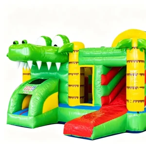 Crocodile Themed PVC Eco-Friendly Inflatable Bounce House Combo Slide Kids Swamp Adventure Play Castle Commercial Grade Bouncer