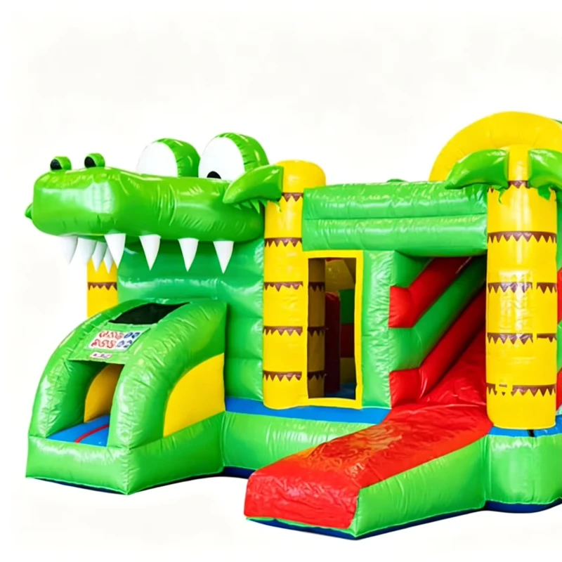 Crocodile Themed PVC Eco-Friendly Inflatable Bounce House Combo Slide Kids Swamp Adventure Play Castle Commercial Grade Bouncer