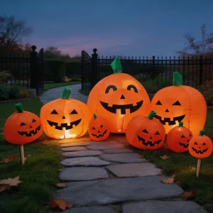 Cross border Halloween Outdoor Yard Decoration Party Props Seven Scary Inflatable LED lit Oxford Cloth Pumpkin Air Sculptures