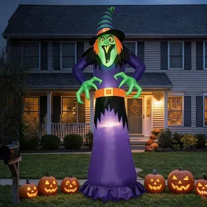 Cross-border In-stock 3m Giant Halloween Horror Inflatable Witch LED Model Outdoor Yard Decoration Party Ornament