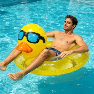 Cross border New style Cartoon Big Yellow Duck Sequined Swimming Ring Pool Entertainment Eco friendly Thickened PVC Inflatable