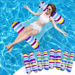 Cross border Spot Swimming Pool Inflatable Floating Row Foldable Striped Float Water Amusement Hammock Single Recliner PVC Model
