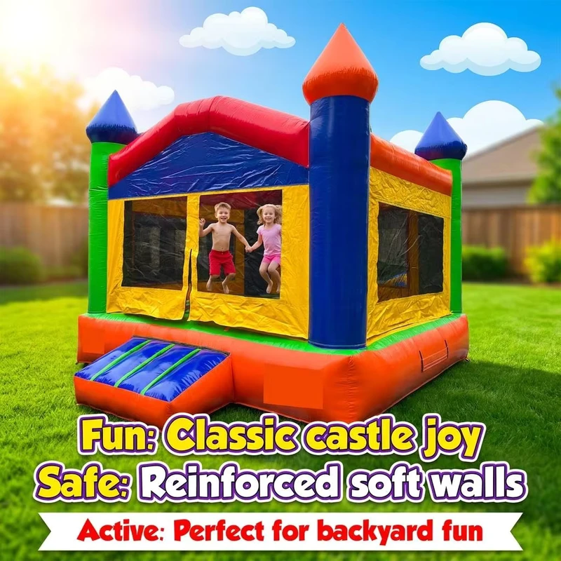 Custom 13×13 Colorful Mini Inflatable Bouncy Castle Playground Kids Outdoor Jumping Trampoline Inflatable Bounce House for Party