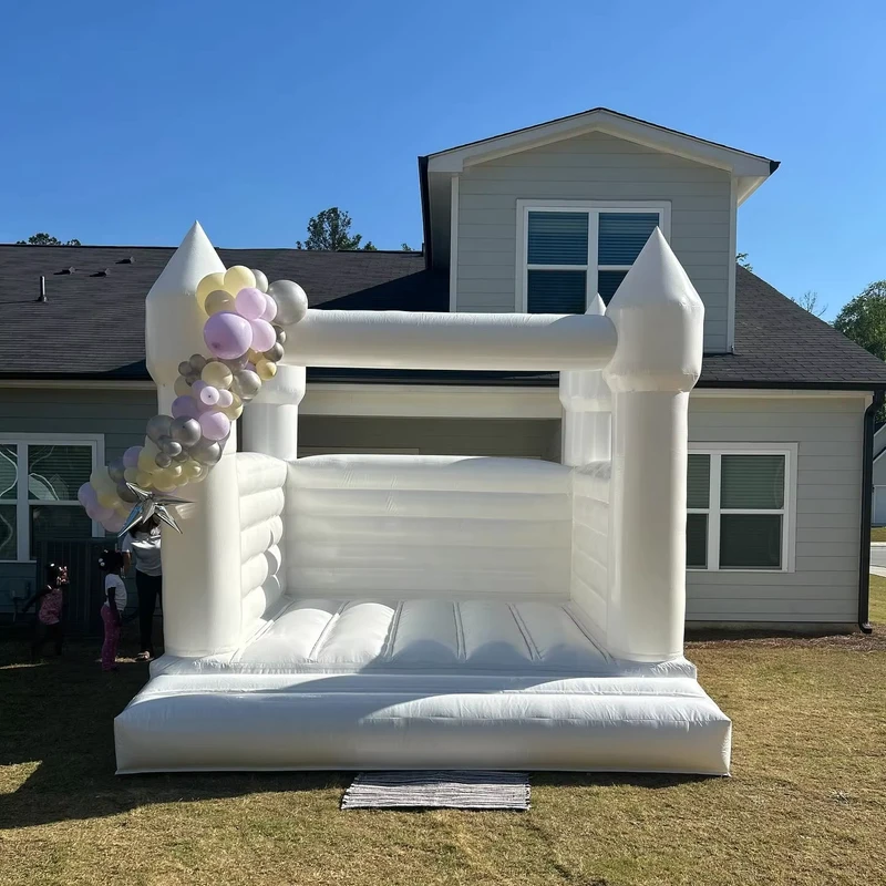 Equipamento de Parque Infantil Inflável Comercial Personalizado 13x13, Castelo Inflável Branco Combo para Crianças e Adultos