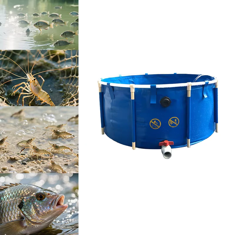 Bassin de poisson circulaire en PVC pliable de 700 L, étanche, résistant aux UV, léger, pour système aquacole à haute densité