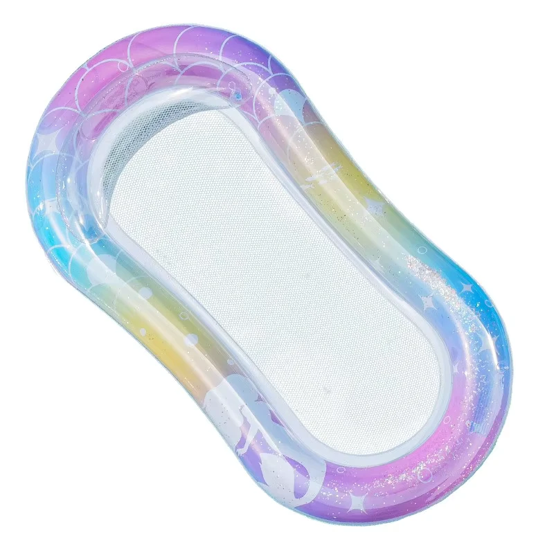 Flotador de Piscina Inflable Personalizado para Adultos de PVC con Malla de Tela, Lounge Acuático y Anillo de Natación