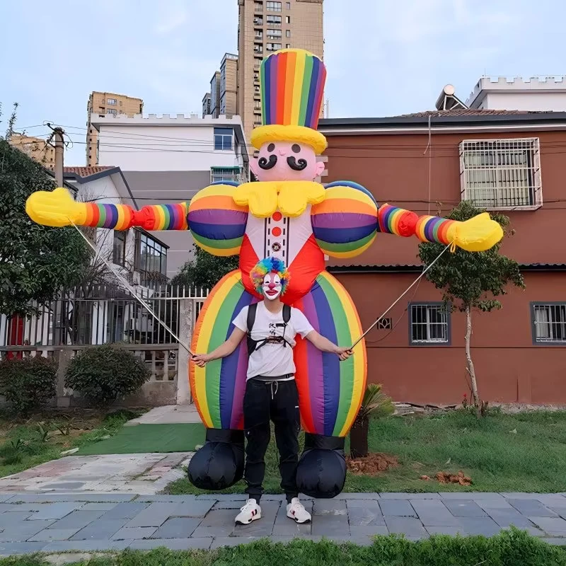 Custom Air Inflatable Dancing Clown Costume PVC LED Lighting Blower Built-In Fan Easy Setup Multi-Color Adult Parade Puppet