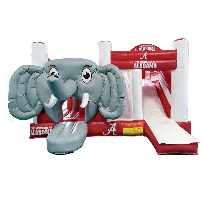Individuelles Alabama Elefant Maskottchen Aufblasbare Rutsche-Kombination Rot Weiß PVC Material Umweltfreundlich Gewerbliche Qualität Tailgates