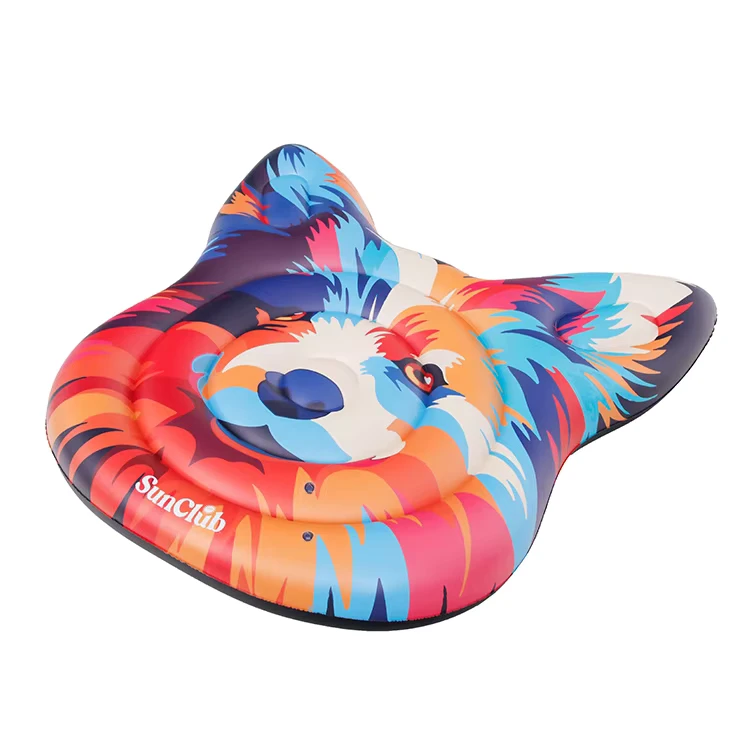 Kapal Inflatable Mengapung Pulau Raft Wajah Anjing Blow Up Kustom