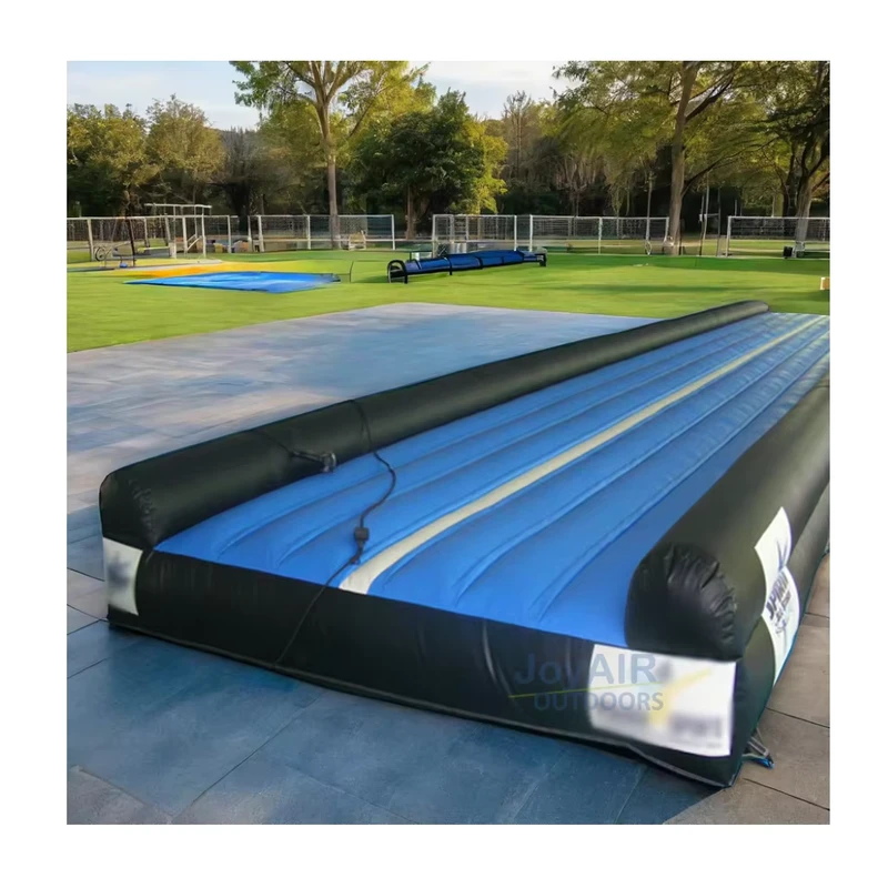 Peralatan Kebugaran Lantai Biru Kustom Gymnastik Inflatable Air Track Mat Tumbling Inflatable untuk Pelatihan
