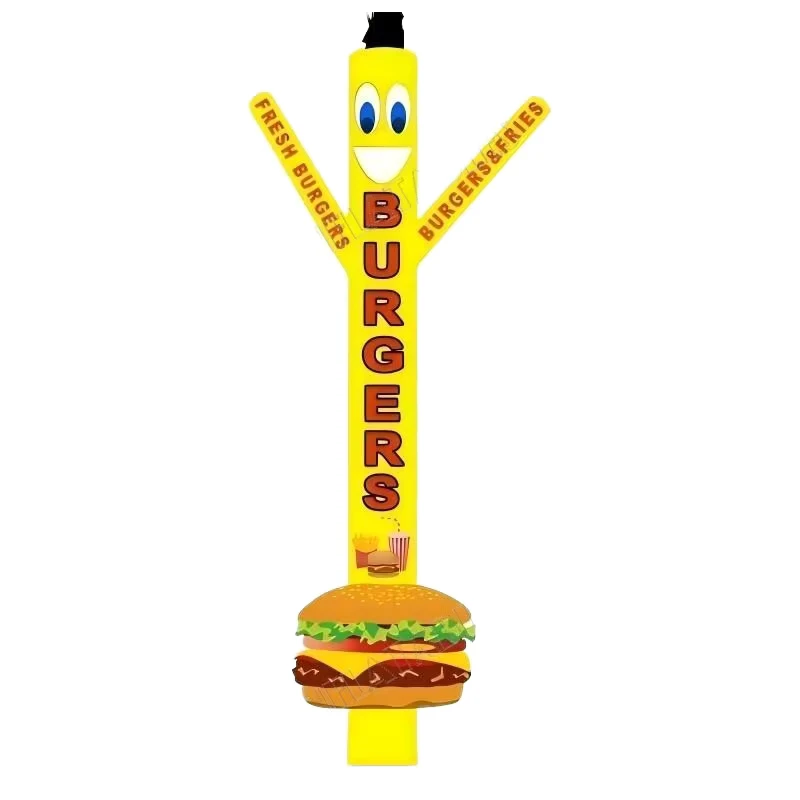 Custom Burger Inflatable Air Dancer Fresh Burgers Sky Puppet Wind Dancer for Fast Food Restaurant Outdoor Advertising Sign