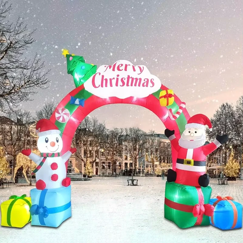 Custom Christmas Inflatable Gate Archway Halloween Inflatable Arch with LED Lighting for Outdoor Event Decoration