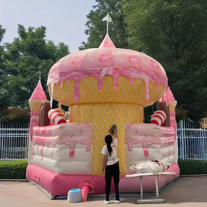 Castello Gonfiabile Commerciale per Gelato Personalizzato in PVC con Scivolo per Festa di Bambini