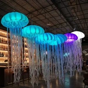 Custom Decoration Inflatable Jellyfish Balloon Lighting Lamp with Built-In Fan Multi-Color Durable for Events