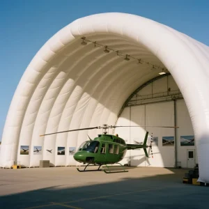Custom Design Aviation Inflatable PVC Tarpaulin Waterproof Windproof Helicopter Hangars Tent Warehouse Shelter