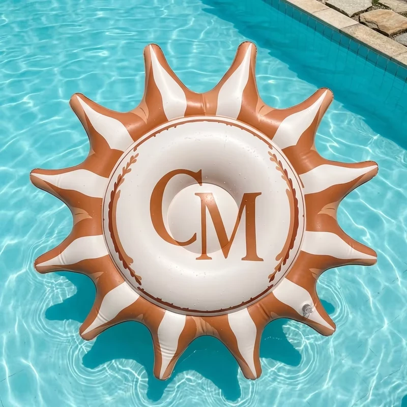Desain Kustom PVC Inflatable Cincin Renang Sunburst dan Pelampung Berbentuk Matahari 85cm Diameter Garansi 2 Tahun untuk Pesta