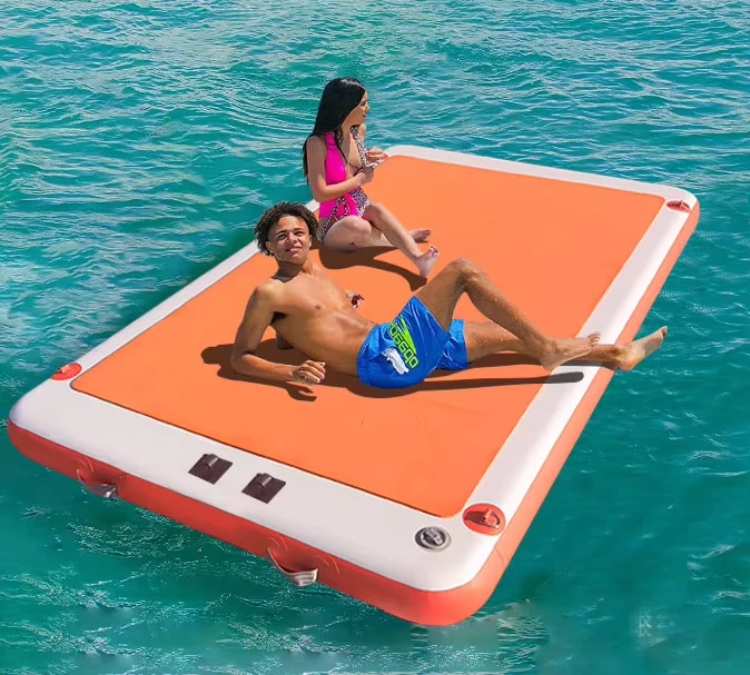 Piattaforma Gonfiabile in Materiale Doppio Strato Durevole Dock Galleggiante per Nuoto SUP Pesca