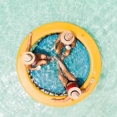 Anneau gonflable durable en DWF, hamac aquatique pour piscine, mer ou lac avec filet et porte-gobelets