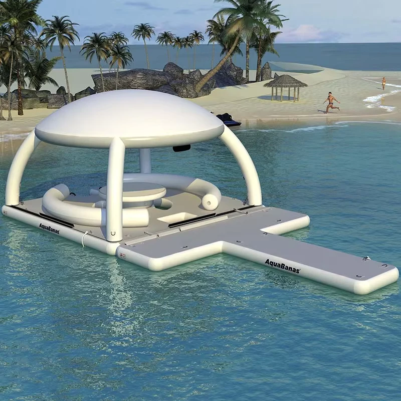 Barrière d'eau durable sur mesure, auvent d'eau, canapé flottant, plateforme flottante, yacht de repos, toboggan de yacht, PVC écologique, fabriqué en Chine