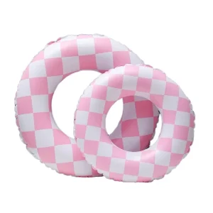 Custom Eco-Friendly PVC Floating Check Pattern Inflatable Swimming Ring for Women